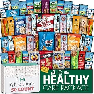 Graduation Birthday Treats Gift Basket, Nutritious Granola Breakfast Bars Office Food Assortments & Variety Gifts Gift A Snack - Healthy Snack Box Care Package + (50 Count) Greeting Card B08L8RQDBF