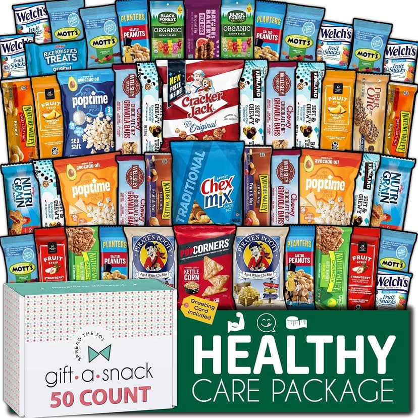 Graduation Birthday Treats Gift Basket, Nutritious Granola Breakfast Bars Office Food Assortments & Variety Gifts Gift A Snack - Healthy Snack Box Care Package + (50 Count) Greeting Card B08L8RQDBF