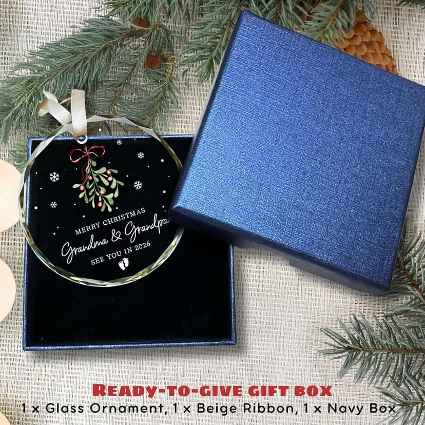 Grandparents Gifts - First Time Grandparents Gifts for Grandma Grandpa - Baby Pregnancy Announcement Ornament for New Expecting Grandma, Grandpa to Be - Glass Christmas Ornament 2026