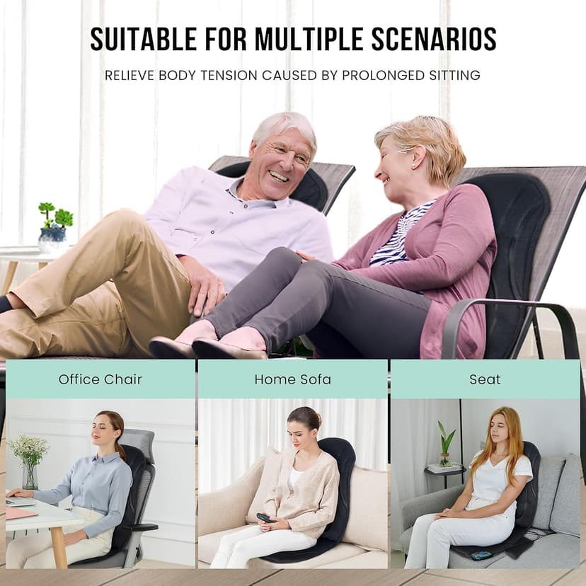 Snailax Vibration Back Massager with Heat, Seat Massager with 8 Vibrating Motors & 5 Modes, Chair Massager Cushion, Massage Pad for Chair, Office, Gifts for Mom