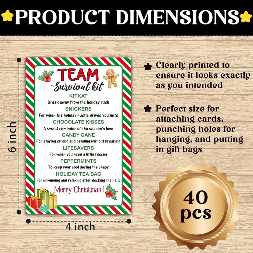 40 Pcs Team Survival Kit Gift Tag, Christmas Staff Appreciation Tags for Gift Bags, Welcome to the Team Gifts for Volunteers Employees - KA06 B0FJ2B58B3
