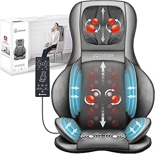 COMFIER Massager Chair with Heat, Shiatsu Neck Back Massager Portable with Compression & Rolling,Massage Chair Pad for Neck & Back for Muscle Tension Relief, Father Day Gift