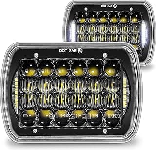 TRUE MODS 7x6 5x7 H6054 Black LED Headlights H4 2B1 Sealed Beam Replacement Head Lamp for Jeep Wrangler YJ Cherokee XJ Chevy Express Ford Econoline Van GMC Savana Nissan D21 Toyota Pickup Trucks Cars