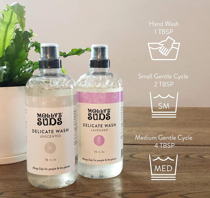 Molly's Suds Delicate Wash Liquid Laundry Soap | Clean, Simple Ingredients | Gently Removes Stains and Deodorizes | Lavender Scented, 16 fl oz