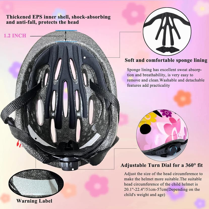Lamsion Kids Helmet Adjustable with Sports Protective Gear Set Knee Elbow Wrist Pads for Toddler Ages 3 to 8 Years Old Boys Girls Cycling Skating Scooter Helmet