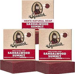 Cleansing Cold Process Soap with Natural Oils, Gifts for Men (Sandalwood Summit) Dr. Squatch Natural Men’s Bar Soap, Body Soap Bar (5oz, 3-Pack) B0F8RFB9RJ
