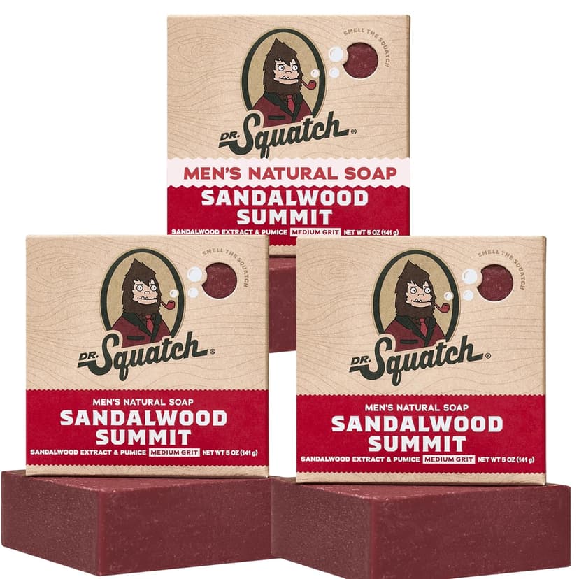 Cleansing Cold Process Soap with Natural Oils, Gifts for Men (Sandalwood Summit) Dr. Squatch Natural Men’s Bar Soap, Body Soap Bar (5oz, 3-Pack) B0F8RFB9RJ