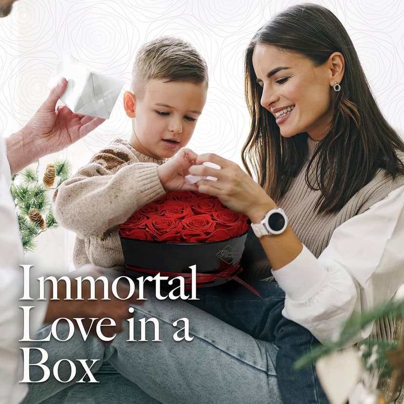 16 Flower Forever Heart Shape Box - Preserved Roses Gift for Her, Preserved Flowers, Red