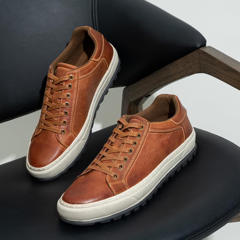 Jousen Men's Shoes Leather Casual Shoes for Men Fashion Sneakers Business Casual Dress Shoes