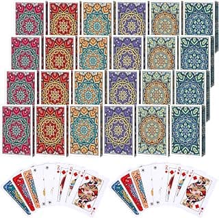 Zubebe 24 Pack Decks of Nertz Card Game Bulk Standard Playing Cards Mandalas Theme Playing Card Multiplayer Solitaire Cards Compatible with Poker, Blackjack, Rummy, Go Fish, Bridge (6 Colors)