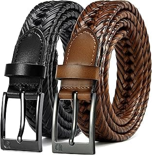 CHAOREN Leather Braided Belts for Men 2 Pack - 1 1/8" Leather Belts in Package Box - Versatile Style Solution
