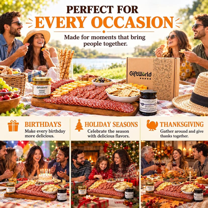 Deluxe Meat and Cheese Gift Basket – Gourmet Charcuterie Assortment Charcuterie Food Items, Meat Cheese Assortment, Food Gifts for Men, Tailgating, Business, Congratulations, Care Packages, Thanksgiving and Christmas Gifts - 11-item Bundle