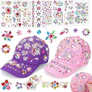 DIY Gem Baseball Cap Craft Kit: Design Your Own Hats with Unicorn Stickers, Adjustable Kids Baseball Caps, Trendy Tween Gifts Toys for Girls Age 4-12 Years Old, Birthday Christmas Art Supplies B0CJLKHB5Q
