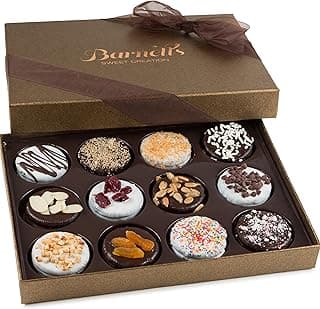 Barnetts Christmas Holiday Thanksgiving Gift Basket, 12 Chocolate Covered Cookies, Gourmet Candy Box Baskets for Prime Food Delivery, Gifts for Dad, Husband, Grandfather, Brother, Son, Father