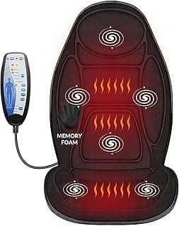 Snailax Back Massager with Heat, Memory Foam Chair Massage Pad, 5 Massage Modes & 2 Heat Settings, Seat Massager for Office Chair,Home Use