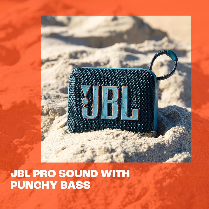 JBL Go 4 - Ultra-Portable, Waterproof and Dustproof Bluetooth Speaker, Big JBL Pro Sound with Punchy bass, 7-Hour Built-in Battery, Made in Part with Recycled Materials (Blue)