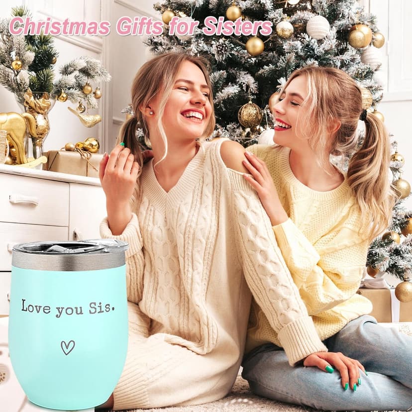 Sisters Gifts from Sister - I Love You Sis-Christmas Gift Birthday Gift for Sister - Sisters Gifts - 12oz Coffee Tumbler for Besties, Girls(Mint)