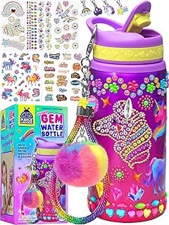 PURPLE LADYBUG Decorate Your Own Water Bottle Kit for Girls - Gifts for Ages 5 6 7 8 9 10 Year Old Girl Birthday, Girl Christmas Gifts Unicorn Toys Crafts Kids Ages 6-12