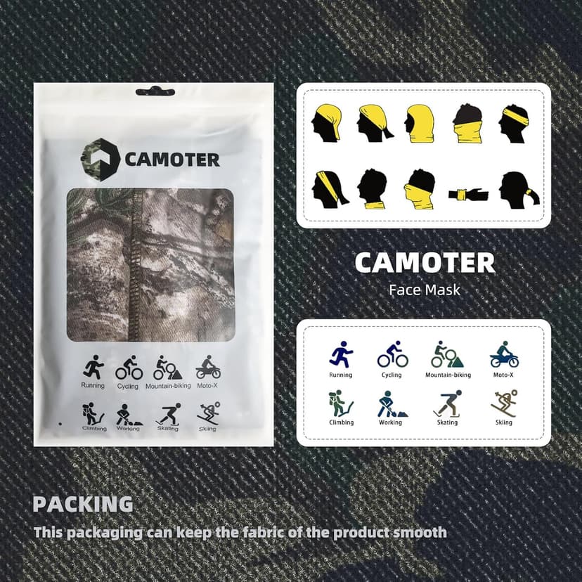 CAMOTER Camo Balaclava Mesh Face Mask - Lightweight Turkey Hunting Face Cover for Men & Women - Hunting, Fishing, Skiing