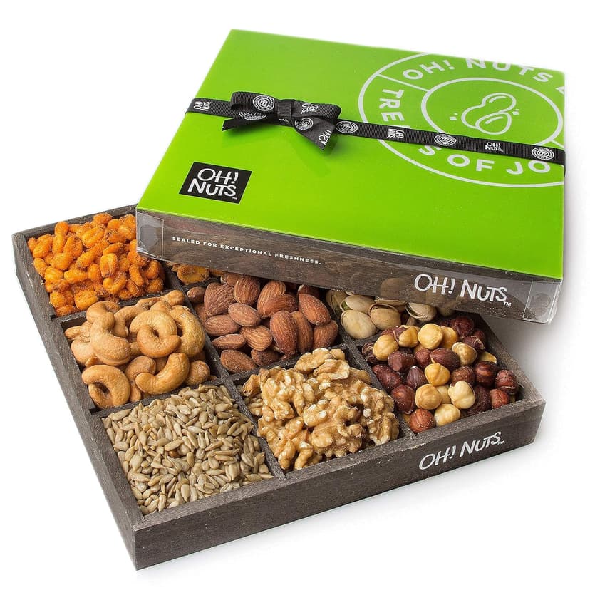 Oh! Nuts 9 Variety Nuts Gift Basket - Healthy Gift Baskets - Gourmet Assorted Nuts Tray - Gift Box for Holiday, Movie Night, Corporate, Families - Gift Ideas for Men and Women B075FWZKWS
