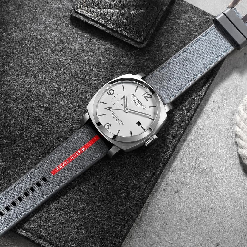 SEAKOSS GMT Watches for Men Automatic 45MM Date 10ATM Waterproof Seagull ST2557 Movement Luminous Stainless Steel Sapphire Glass Mechanical Wristwatches S8441