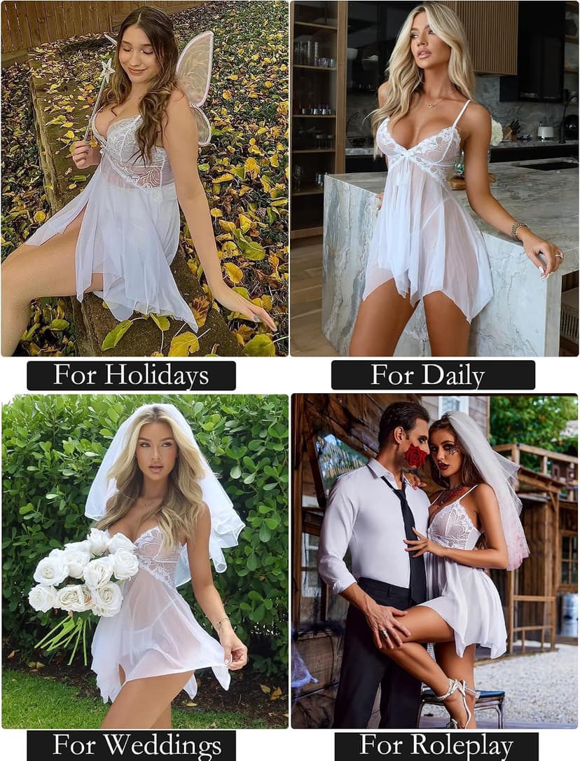 Avidlove Lingerie for Women Lace Babydoll Sleepwear Boudoir Outfits Plus Size Langeray XS-5XL B07DN9LLYP