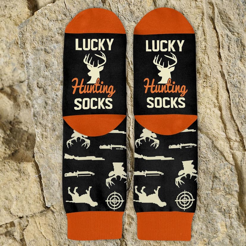 Hunting Accessories for Men, Dad - Funny Deer & Duck Hunting Socks - Stocking Stuffers, Christmas Gift B0GCCP51NT