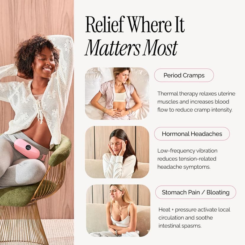 Menstrual Heating Pad for Period Cramps – Portable Heating Pad for Period Cramps Relief with Heat & Massage, Wearable Cordless Warmer for Pain Relief, Rechargeable & Wireless for Women B0F9TVN9PR