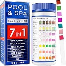 All-New Pool and Spa Test Strips 7 in 1 Quick SuperAccurate Swimming 150 Pool Test Kit - Hot Tub Test Strips & Pool Water Testing Strips for pH Chlorine Bromine Hardness Alkalinity Cyanuric Acid