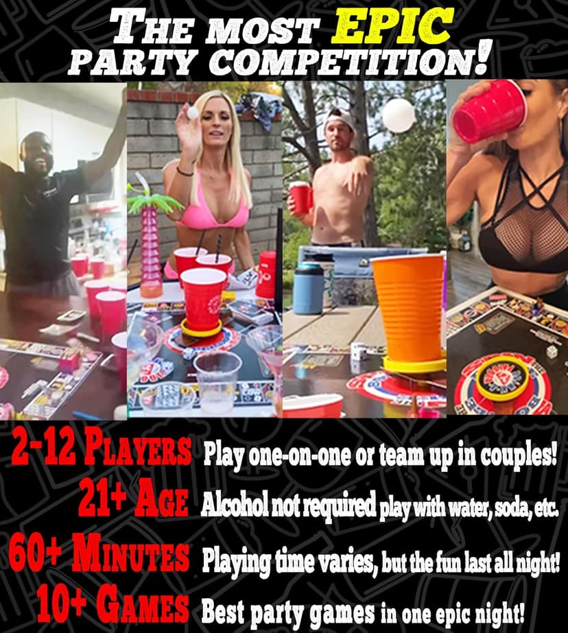 DRINK-A-PALOOZA: The Monopoly of Drinking Game | The Party Board Game that Combines Beer Pong, Flip Cup, Kings Cup, Drinking Card Games & More Fun Challenges