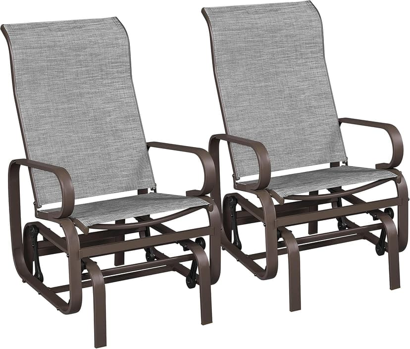 Yaheetech Outdoor Patio Glider, Rocking Lounge Chair with Sling Fabric and Steel Construction for Porch Patio Balcony Set of 2