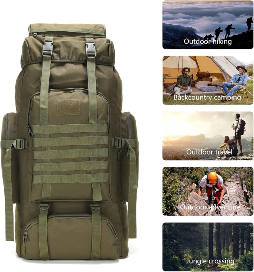 King'sGuard 70L Camping Hiking Backpack for Men Women Large Military Tactical Backpack Molle Rucksack Backpack for Outdoor