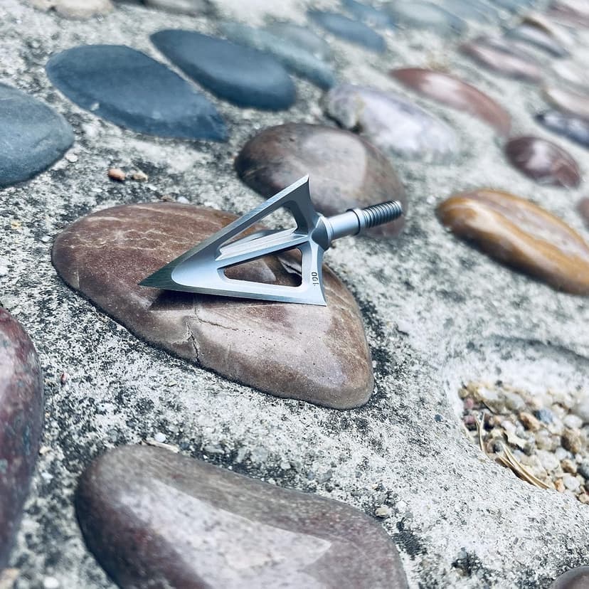 6 Pack Hunting Broadhead 100 Grain 420 Stainless Steel Fixed Blade Broadhead Arrow Tips Archery Arrowhead for Crossbow and Compound Bow