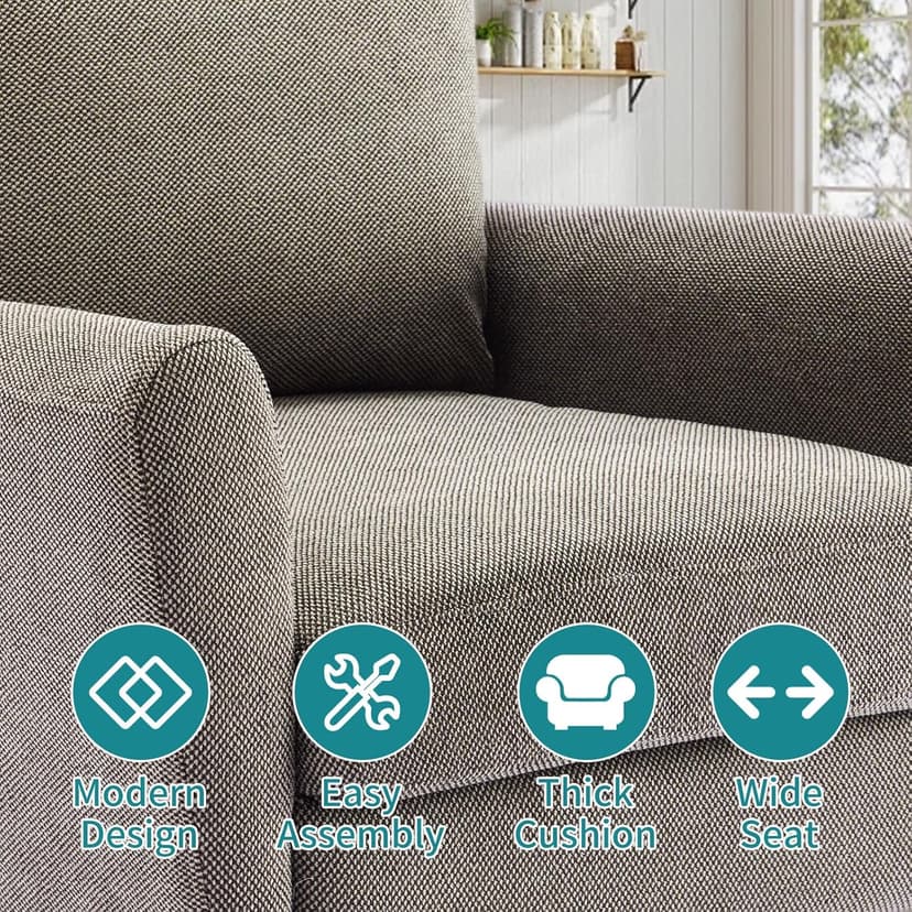 OLIXIS Comfy Accent Chair for Living Room Bedroom and Waiting Room, Upholstered Mid-Century Reading Chair with Pillow and Solid Wood Legs, Wide Singe Modern Lounge Sofa (Gray)