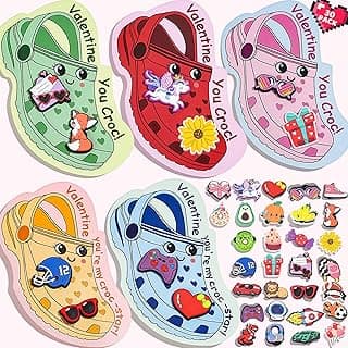 AYGXU Valentines day cards for kids school-valentines day gifts for kids,30pcs Cards with 60 Shoe Charms for boys girls,valentine exchange gifts bulk party favors