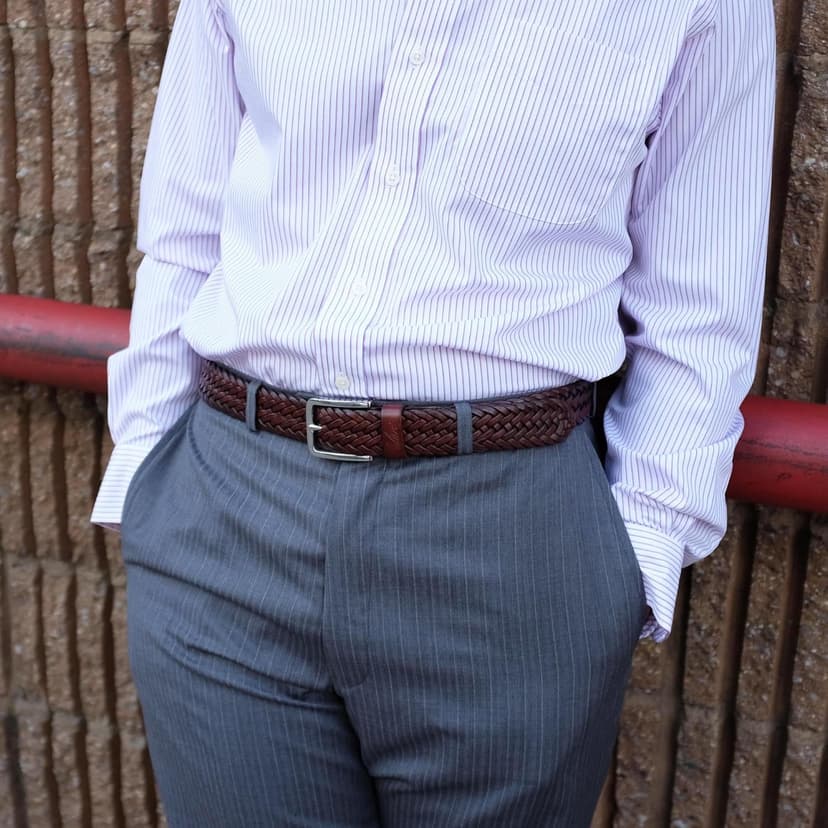 Falari Men's Braided Belt 100% Genuine Leather Stainless Steel Buckle 35mm