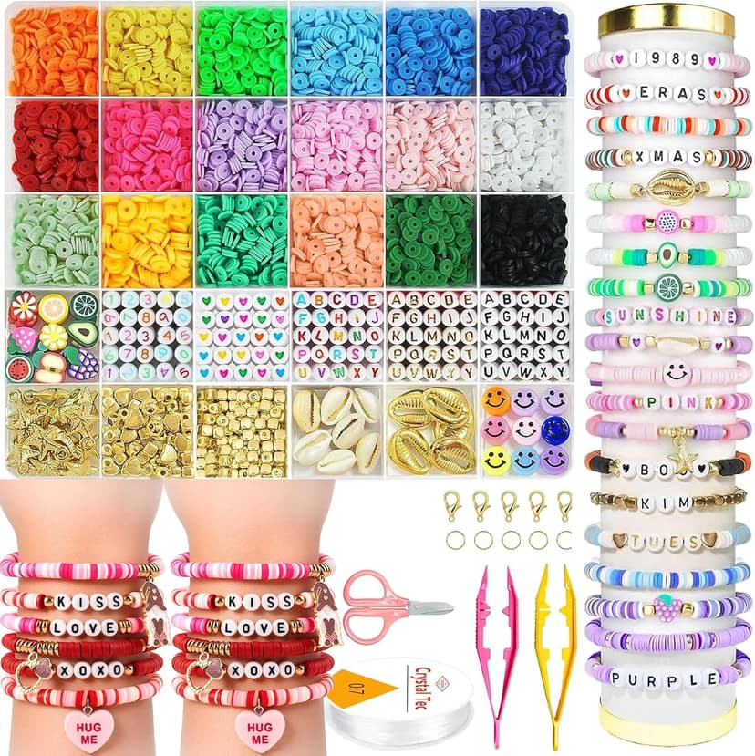 OHOME Stocking Stuffers for Kids - 5300 Clay Beads Bracelet Making Kit,Arts and Crafts for Kids Ages 8-12,Christmas Gifts Crafts Games Toys for 3-10 Year Old Birthday,Travel Essential