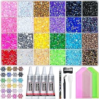 Muticolors 3mm Flatback Rhinestones with 4 Pcs B7000 Jewelry Glue & Tools for DIY Arts & Crafts Gifts 40000 Pcs Resin Jelly Rhinestones for Bedazzling, All-in-One Kit B0GGQVV82X
