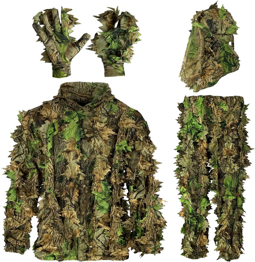 AYIN Ghillie Suit for Men – 3D Leafy Camo Hunting Suit with Hood for Turkey Hunting & Airsoft