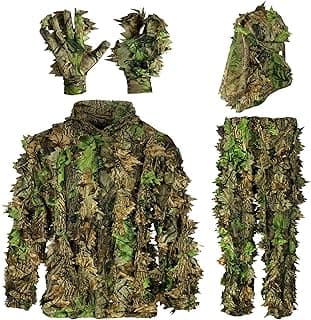 AYIN Ghillie Suit for Men – 3D Leafy Camo Hunting Suit with Hood for Turkey Hunting & Airsoft