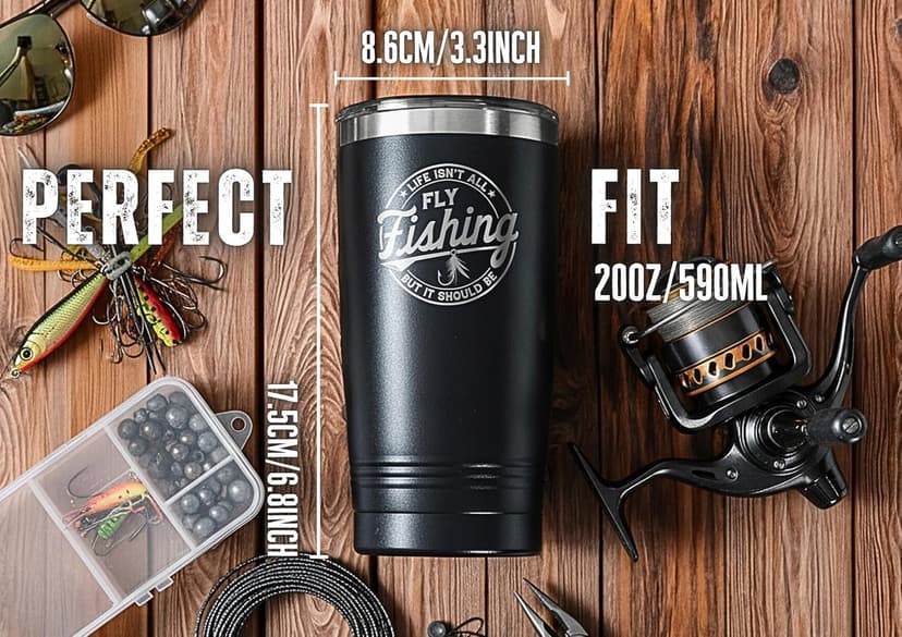 Onebttl Fly Fishing Gifts for Men, Gifts for Fly Fishing Lover, Funny Fishermen Gift, 20oz Stainless Steel Tumbler, Laser