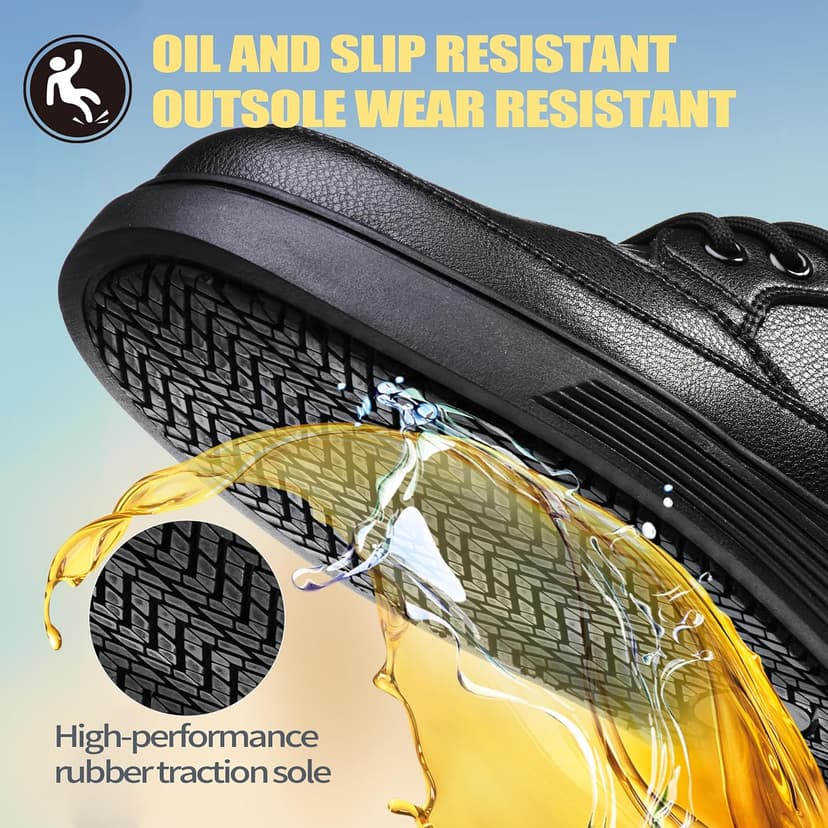 TAERDUN Slip Resistant Work Shoes for Men & Women, Waterproof Anti-Slip Kitchen Shoes, Oil & Water Resistant, Lightweight Work Shoes for Chefs, Restaurant Workers, Delivery, Crew, Drivers 03