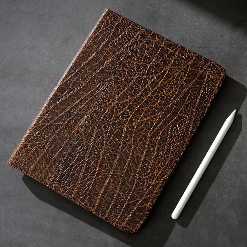 Gexmil Genuine Leather Case for iPad Pro 13 Inch (M5/M4) 2025/2024 with Pencil Holder,Protective Shockproof Smart Premium Leather Folio Cover Adjustable Stand Auto Sleep/Wake Anti-Slip, Buffalo Brown