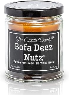 Bofa Deez Nutz- Funny- Banana Nut Bread n Hazelnut Vanilla- Scented Candle- Double Pour- 6 Ounce- 40 Hour Burn Time