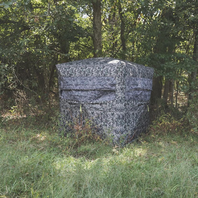 Hawk Reveal Hunting Archery Durable 73" Height Water Resistant Camo Concealing 3 Person Ground Blind with See-Through Mesh Window Panels
