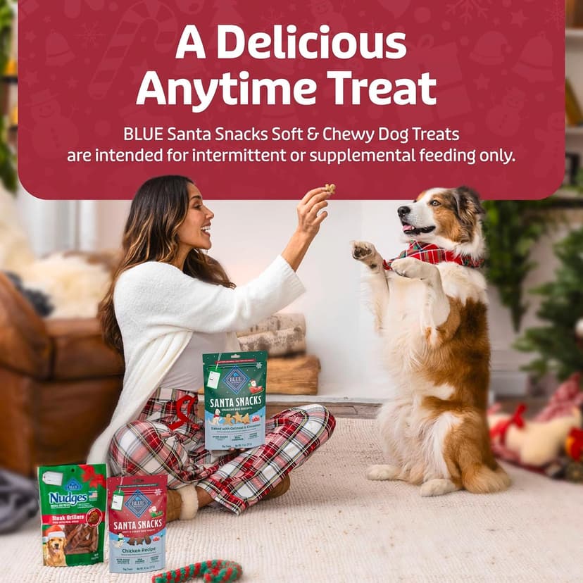 Limited-Time Holiday Treat, Soft-Moist Training Bits, Seasonal Shapes, No Chicken By-Product, Corn, Wheat, or Soy Blue Buffalo Santa Snacks Chicken Dog Treats, 4.5 oz B08C7H7LW7