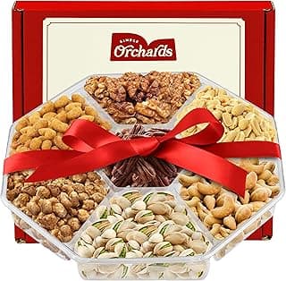 Holiday Nuts gift Basket - Delicious Mixed Cravings Gourmet Collection, Features 7 Sectional Platter with Freshly Roasted Nuts, Christmas Gift Basket for Men and Women.