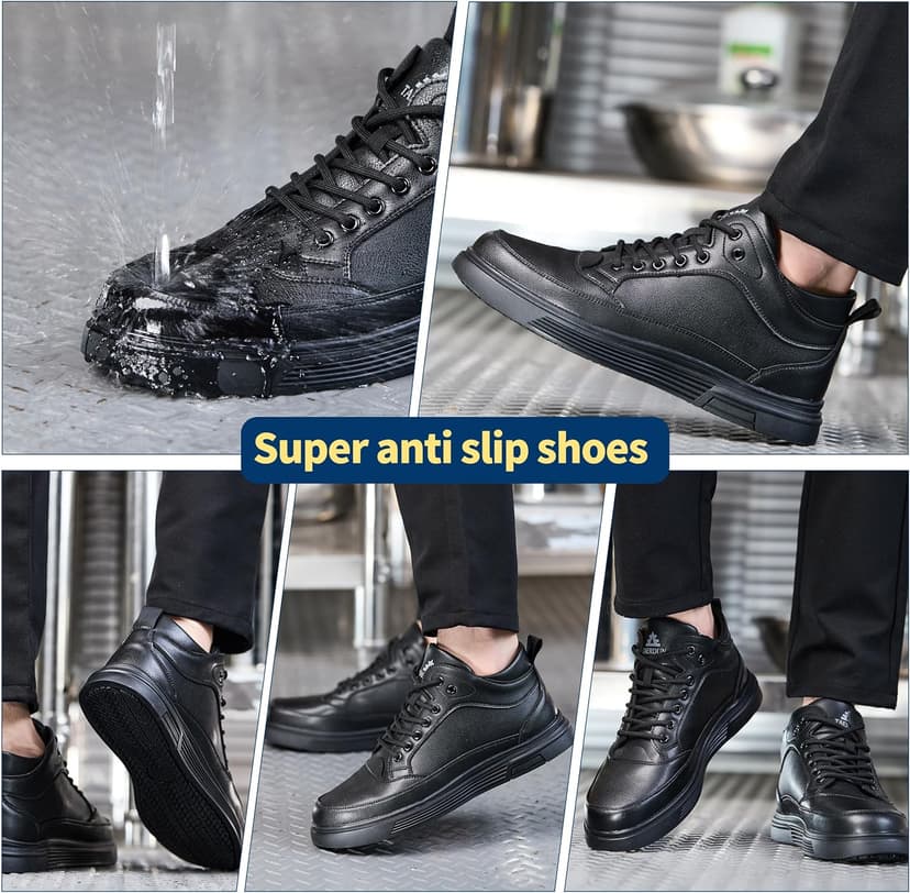 TAERDUN Slip Resistant Work Shoes for Men & Women, Waterproof Anti-Slip Kitchen Shoes, Oil & Water Resistant, Lightweight Work Shoes for Chefs, Restaurant Workers, Delivery, Crew, Drivers 03