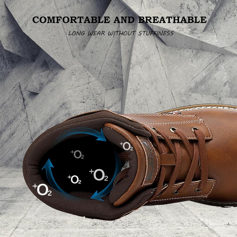 ARRIGO BELLO Mens Winter Boots Snow Casual Booties Warm Fur Mesh Lined Ankle Outdoor Lightweight Non-Slip Trekking Walking Leather Shoes