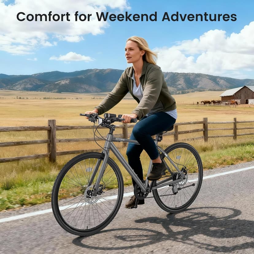 MOONCOOL Hybrid Bike for Men, 700C Aluminum 29LBS Ultra-Light 8-Speed Commuter Bike, 350lb Capacity, 29" Adult Urban Bicycle, Dual Disc Brakes, for Tall Men&Women, 85% Pre-Assembled